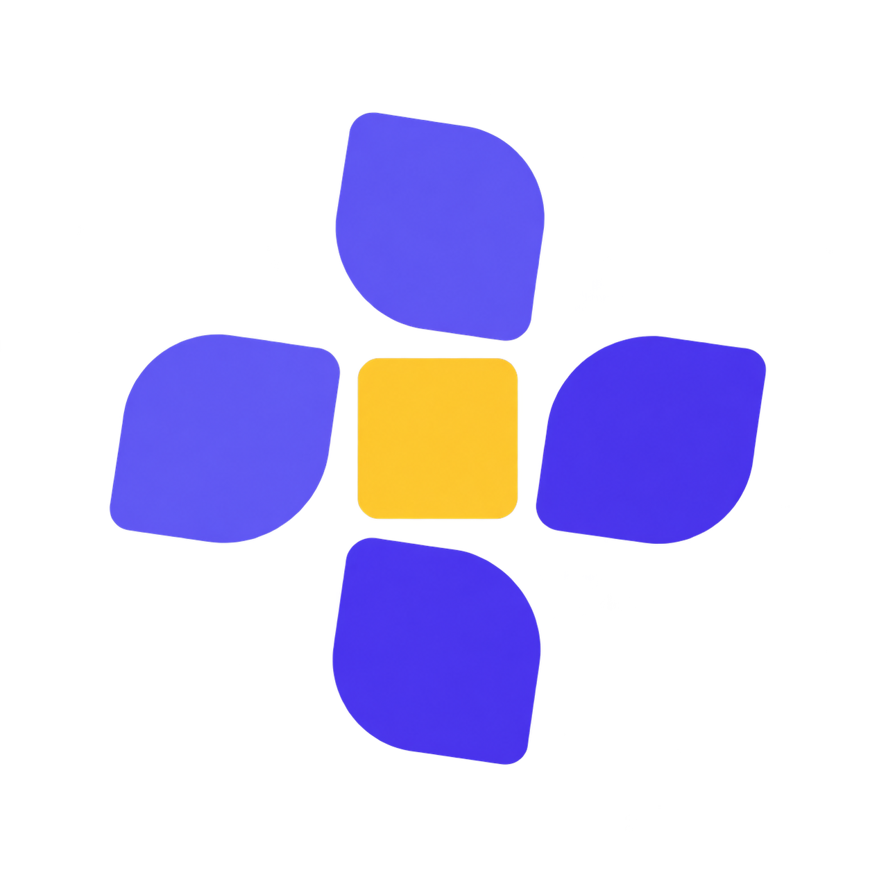 Abstract four-part mark representing the four areas of expertise